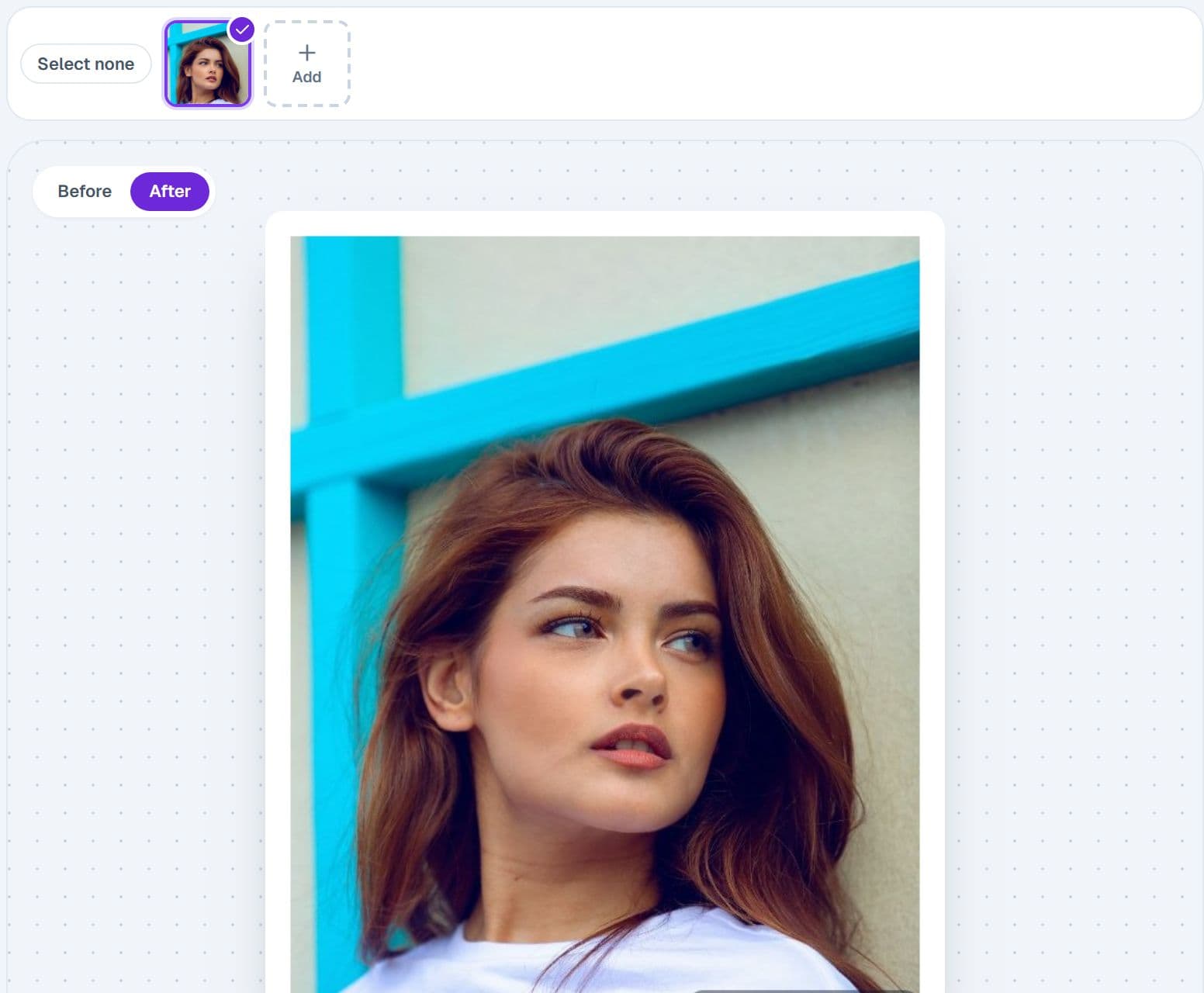 The Recipes tool with a before and after preview