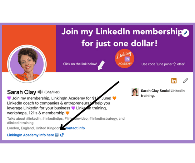 Linkedin Banner Link to your portfolio