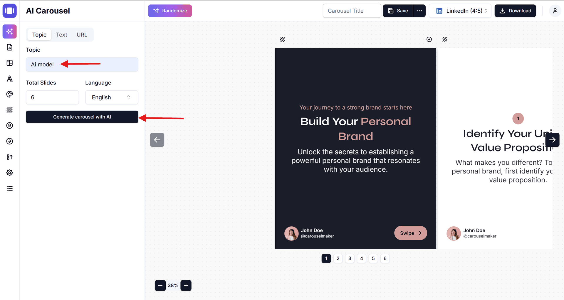 AI Carousel Maker - Generate Carousel 