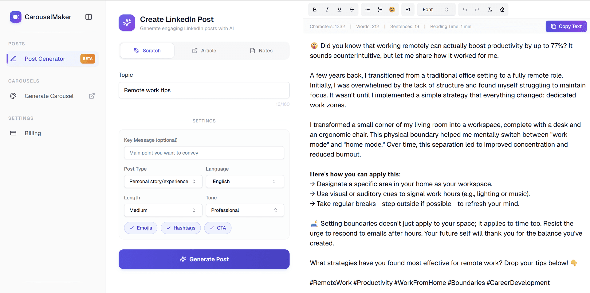 AI LinkedIn Post Generator