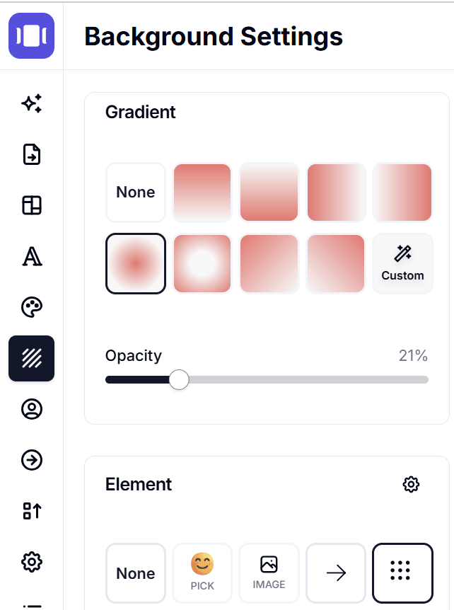 Gradient background options