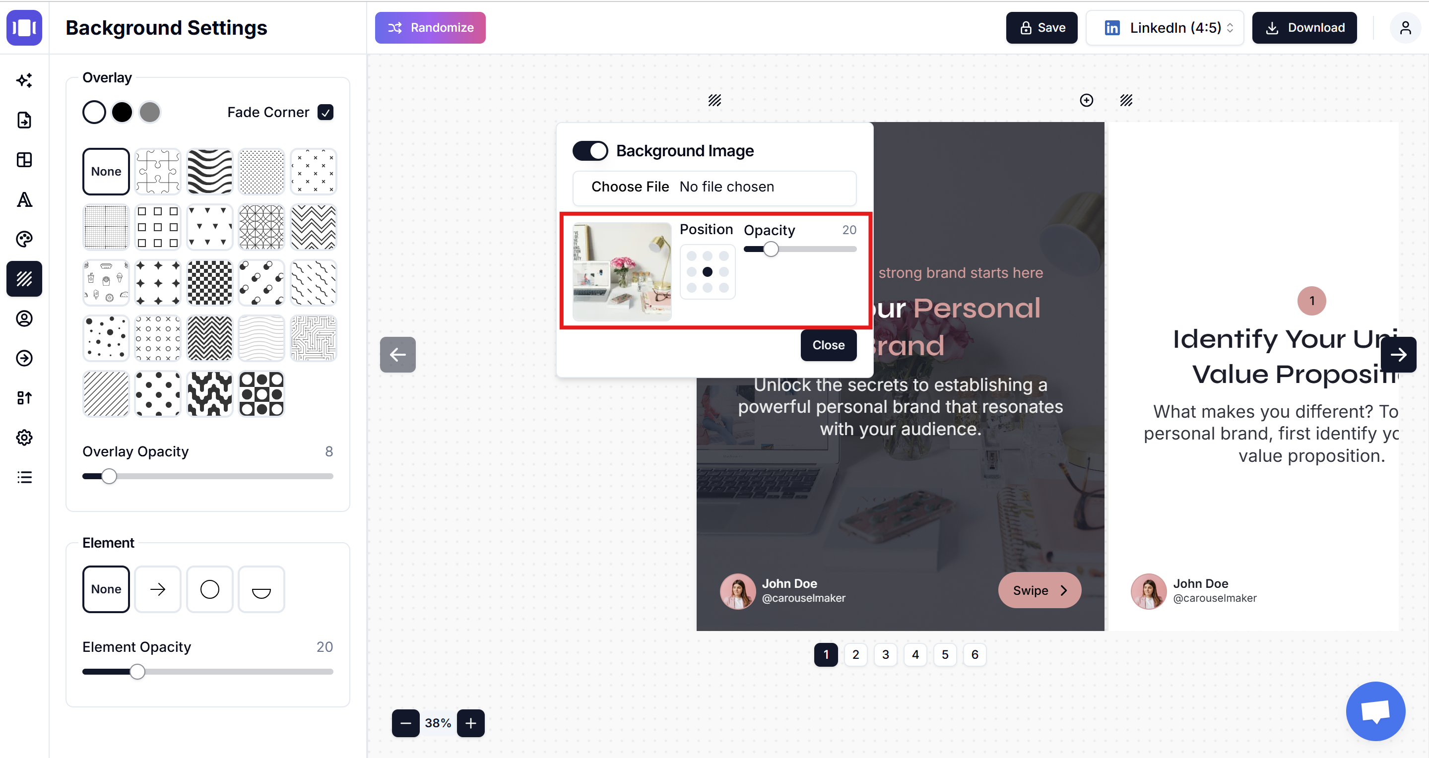 Add background image to carousel slide for X(Twitter)