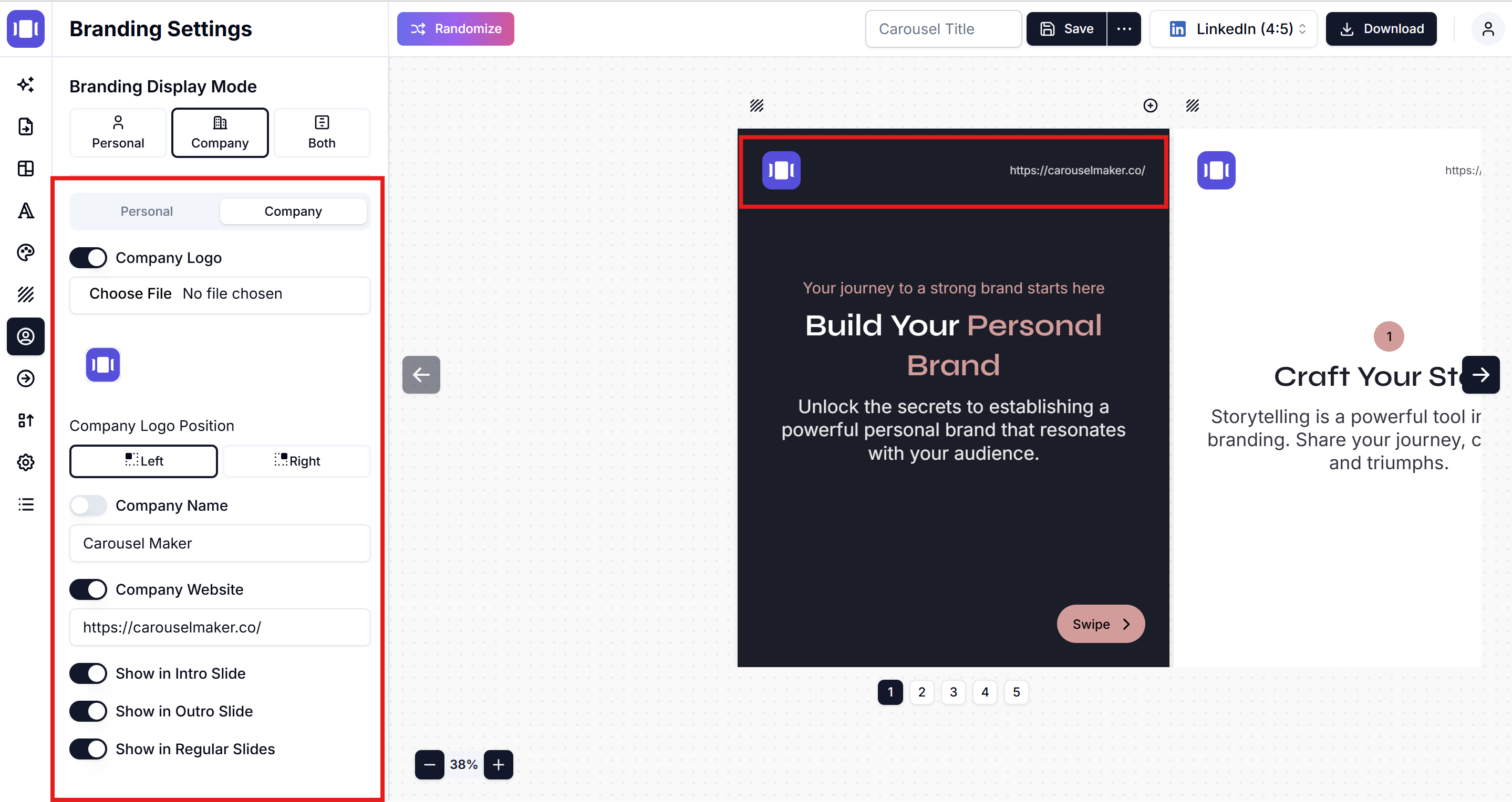 Carousel company branding