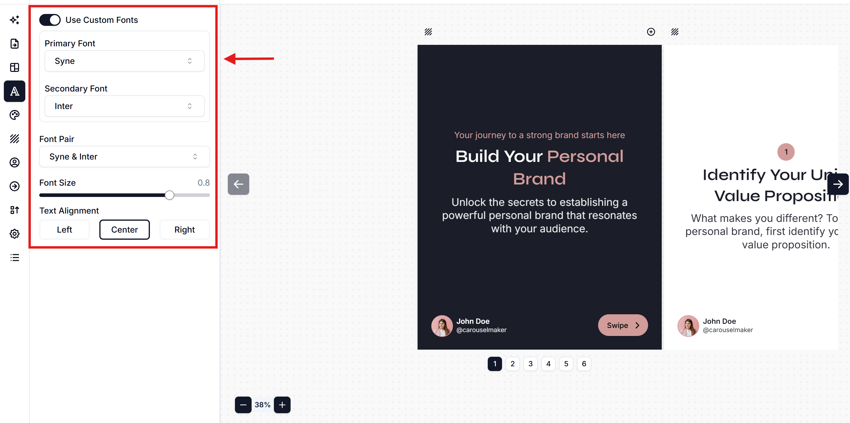 Font appearance style