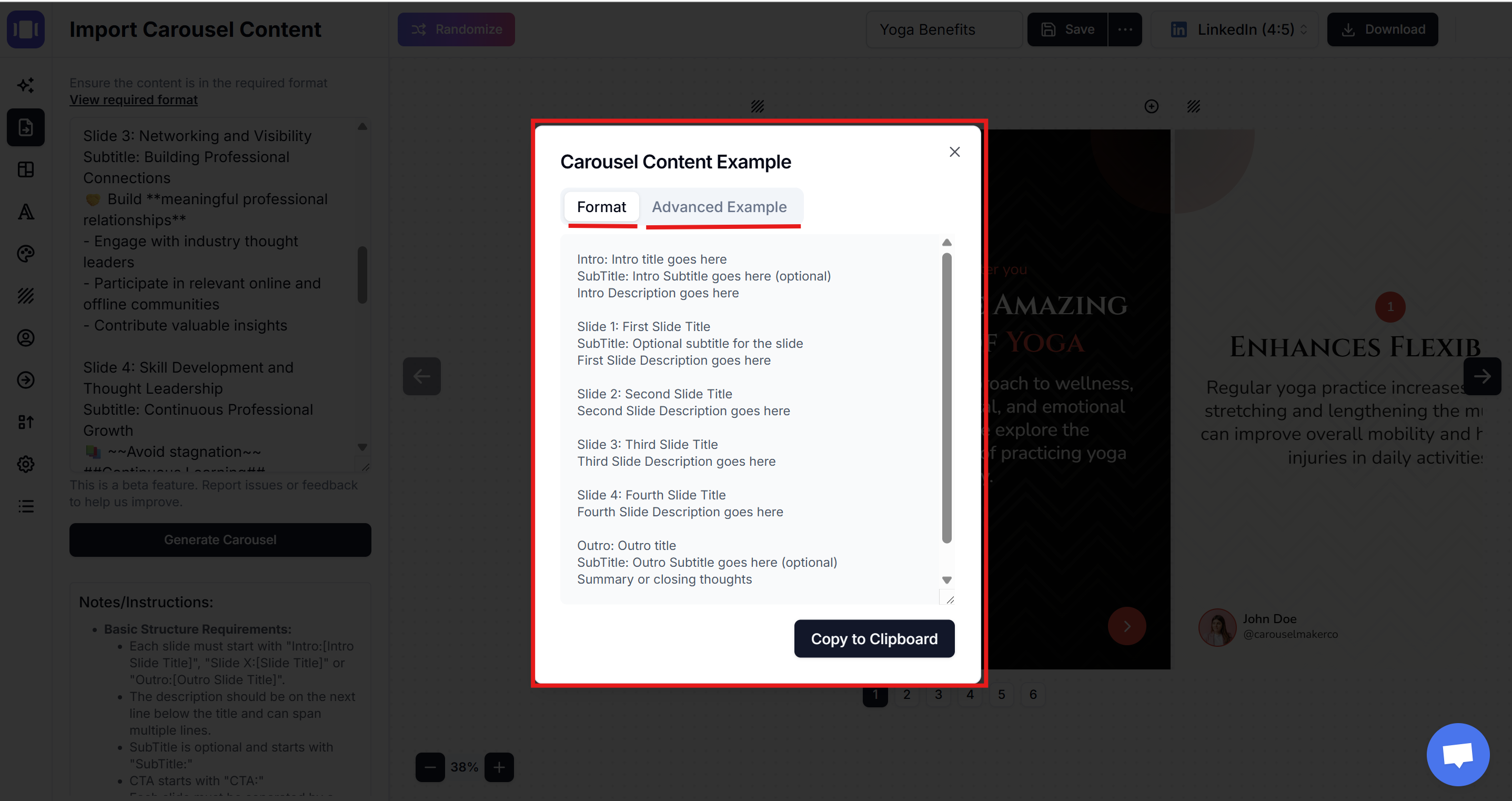 Carousel Maker import required format