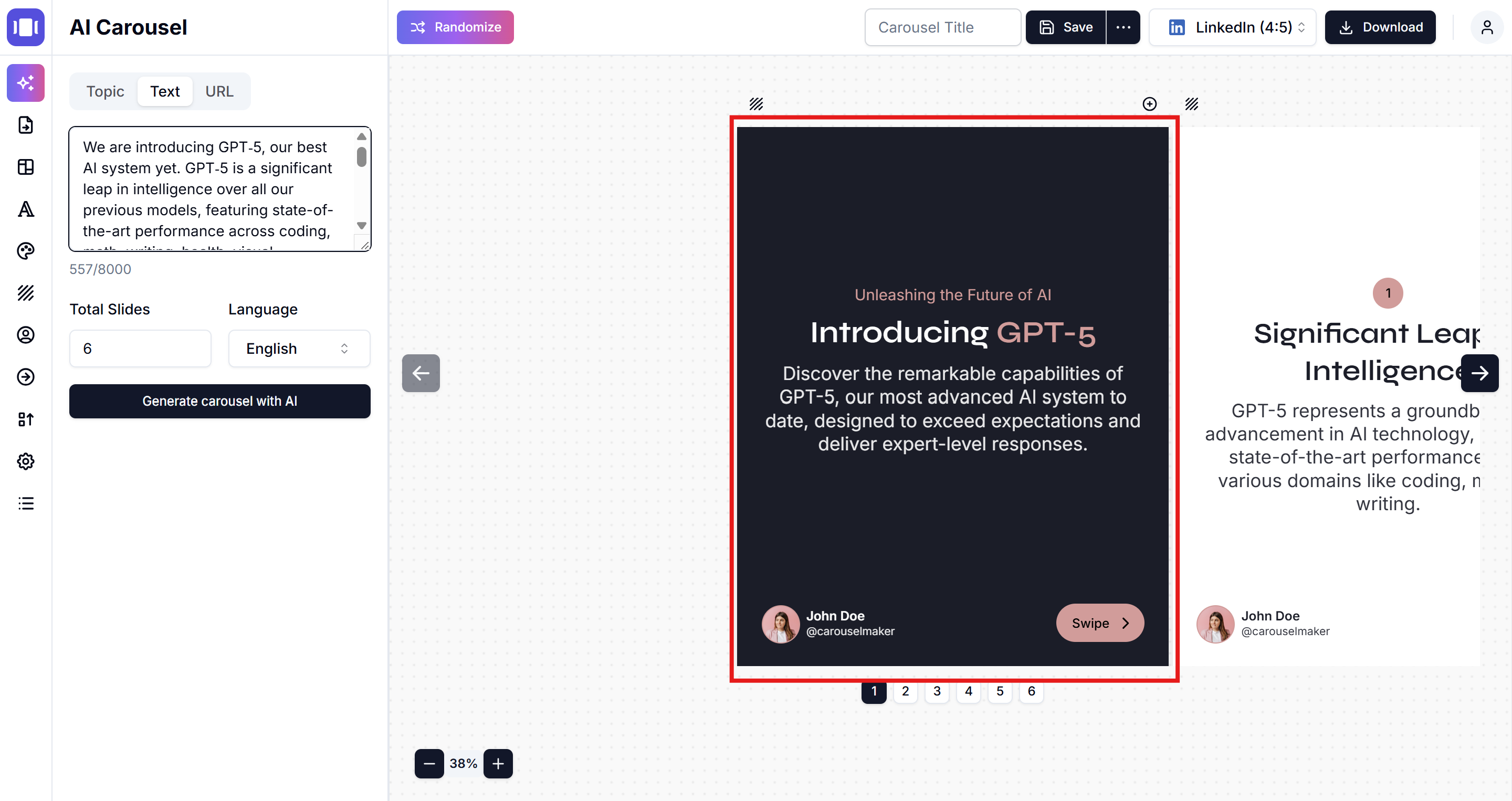 Ai text to carousel generator and review 