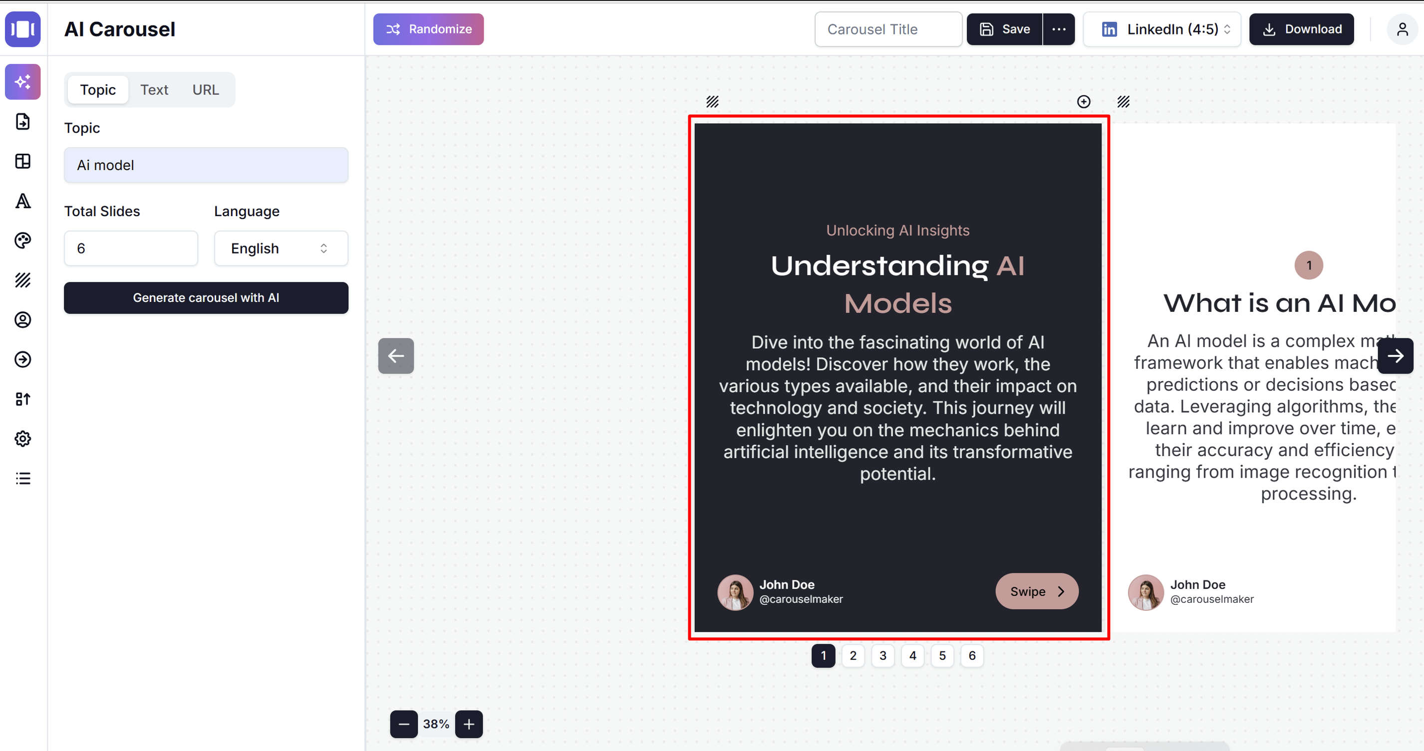 Ai topic to carousel generator